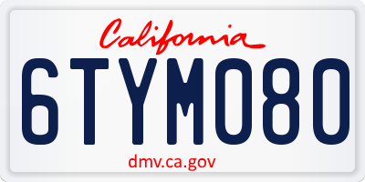 CA license plate 6TYM080