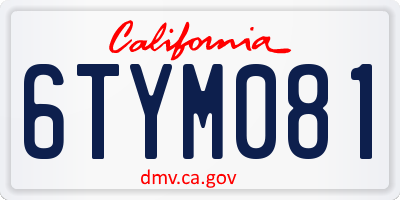 CA license plate 6TYM081