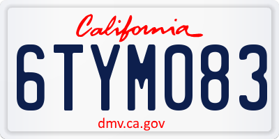 CA license plate 6TYM083