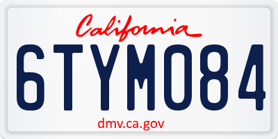 CA license plate 6TYM084