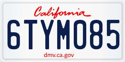 CA license plate 6TYM085