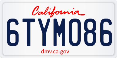 CA license plate 6TYM086