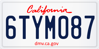 CA license plate 6TYM087