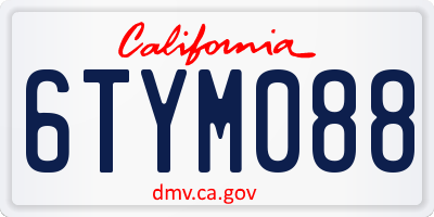 CA license plate 6TYM088