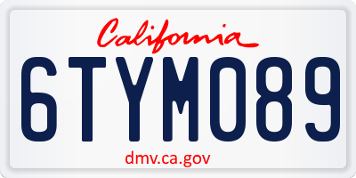 CA license plate 6TYM089