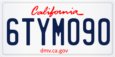 CA license plate 6TYM090