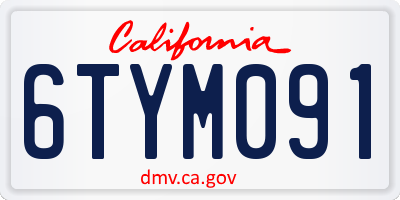 CA license plate 6TYM091