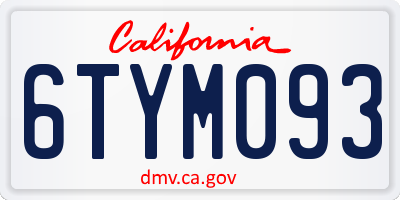 CA license plate 6TYM093