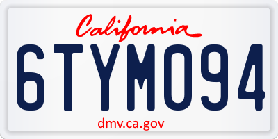 CA license plate 6TYM094