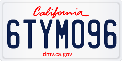CA license plate 6TYM096