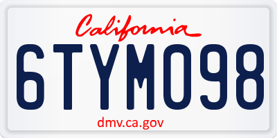 CA license plate 6TYM098