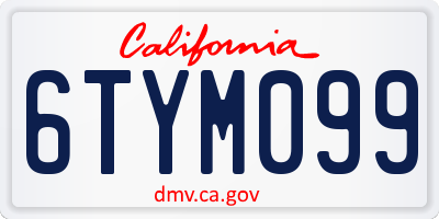 CA license plate 6TYM099