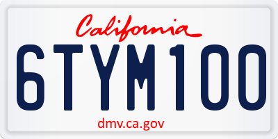 CA license plate 6TYM100