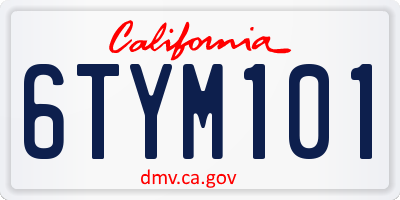 CA license plate 6TYM101
