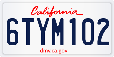 CA license plate 6TYM102
