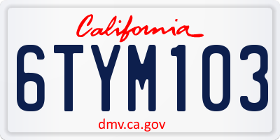 CA license plate 6TYM103