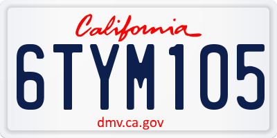 CA license plate 6TYM105