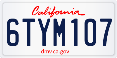 CA license plate 6TYM107