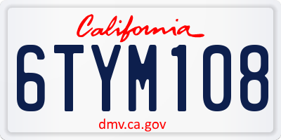 CA license plate 6TYM108