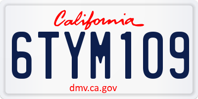 CA license plate 6TYM109