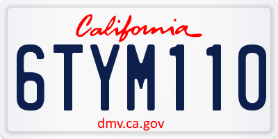 CA license plate 6TYM110