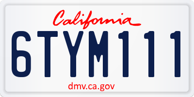 CA license plate 6TYM111
