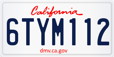 CA license plate 6TYM112