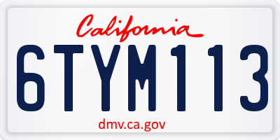 CA license plate 6TYM113