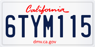 CA license plate 6TYM115