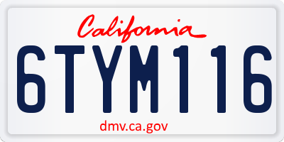 CA license plate 6TYM116