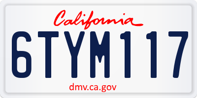 CA license plate 6TYM117