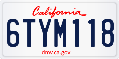 CA license plate 6TYM118