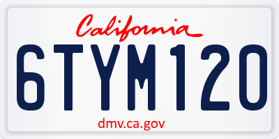 CA license plate 6TYM120