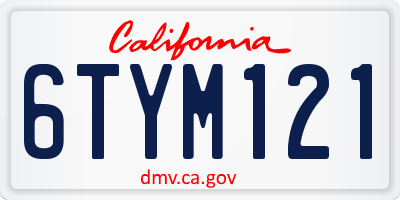 CA license plate 6TYM121