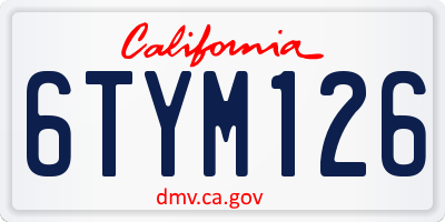 CA license plate 6TYM126