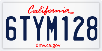 CA license plate 6TYM128
