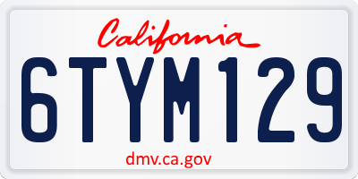 CA license plate 6TYM129