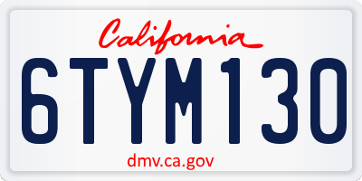 CA license plate 6TYM130