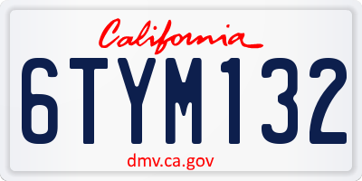 CA license plate 6TYM132