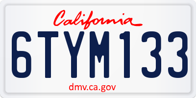 CA license plate 6TYM133