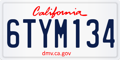 CA license plate 6TYM134
