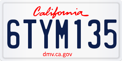 CA license plate 6TYM135