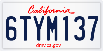 CA license plate 6TYM137