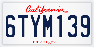 CA license plate 6TYM139