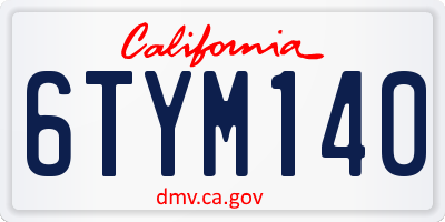 CA license plate 6TYM140
