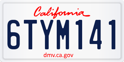 CA license plate 6TYM141
