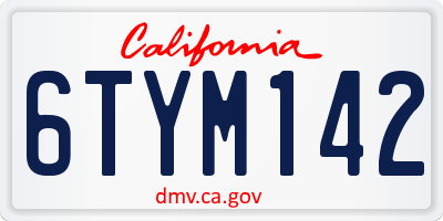 CA license plate 6TYM142