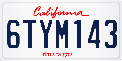 CA license plate 6TYM143