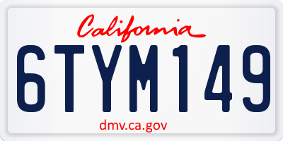CA license plate 6TYM149