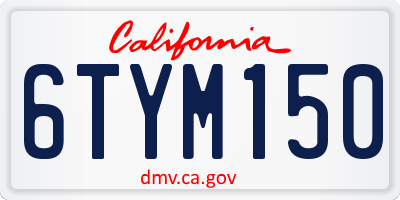 CA license plate 6TYM150